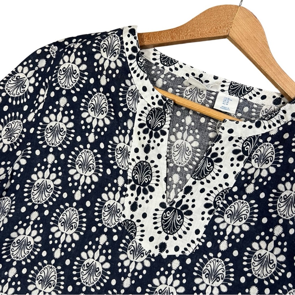 Sigrid Olsen 100% Linen Embroidered Tunic Top Blue White Boho Women’s M - Picture 4 of 15